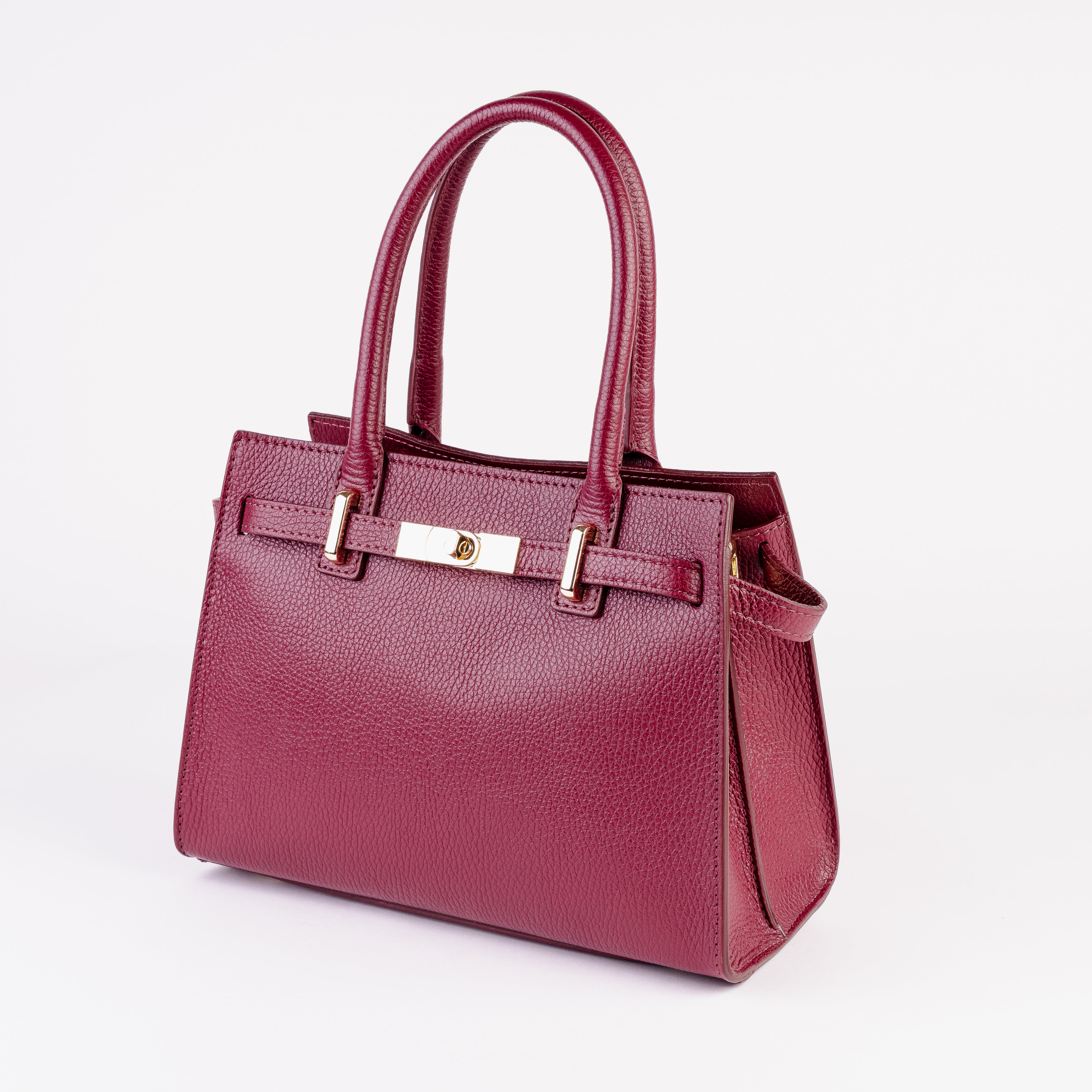 Parma Structured Bag – Premium Togo Leather - Burgundy