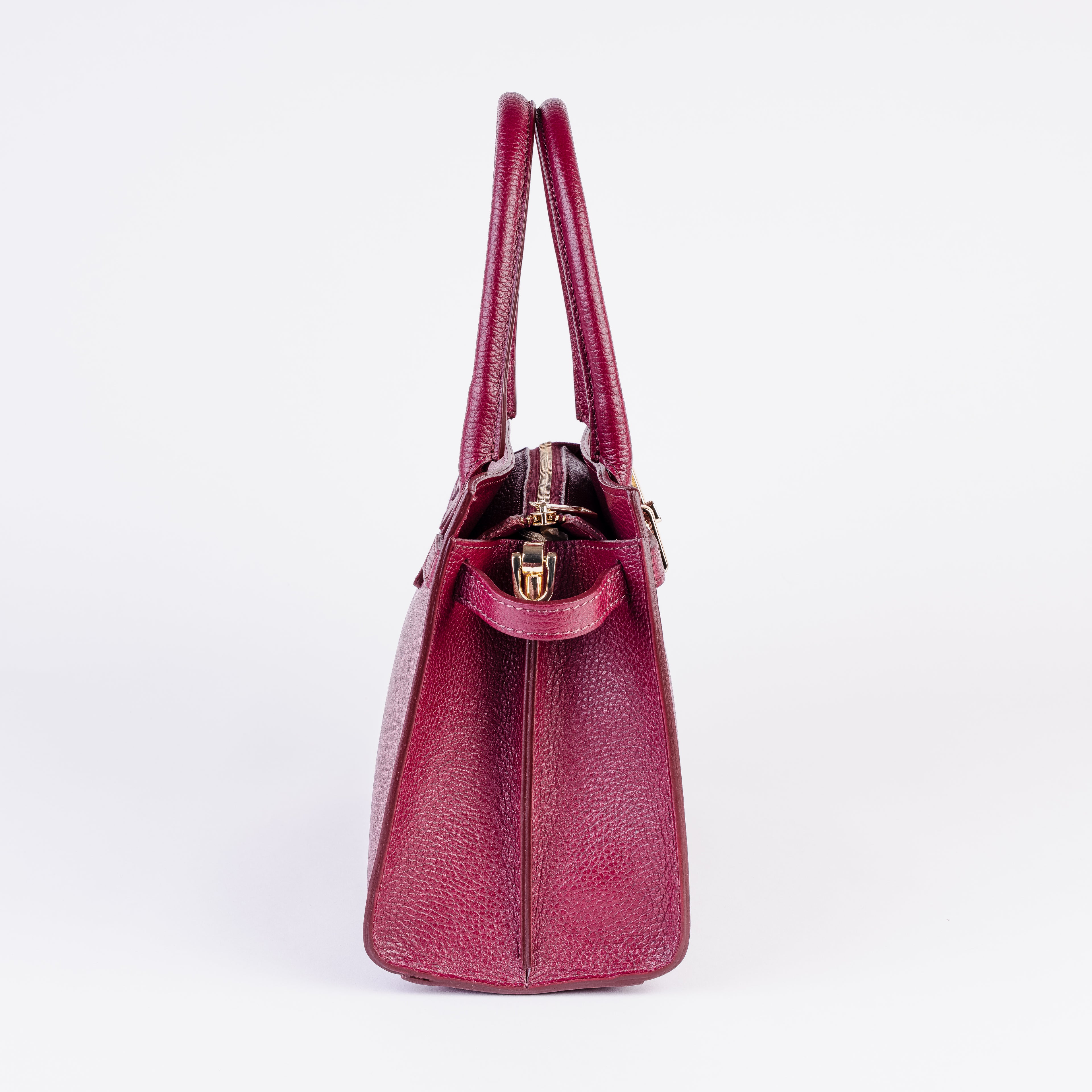 Parma Structured Bag – Premium Togo Leather - Burgundy