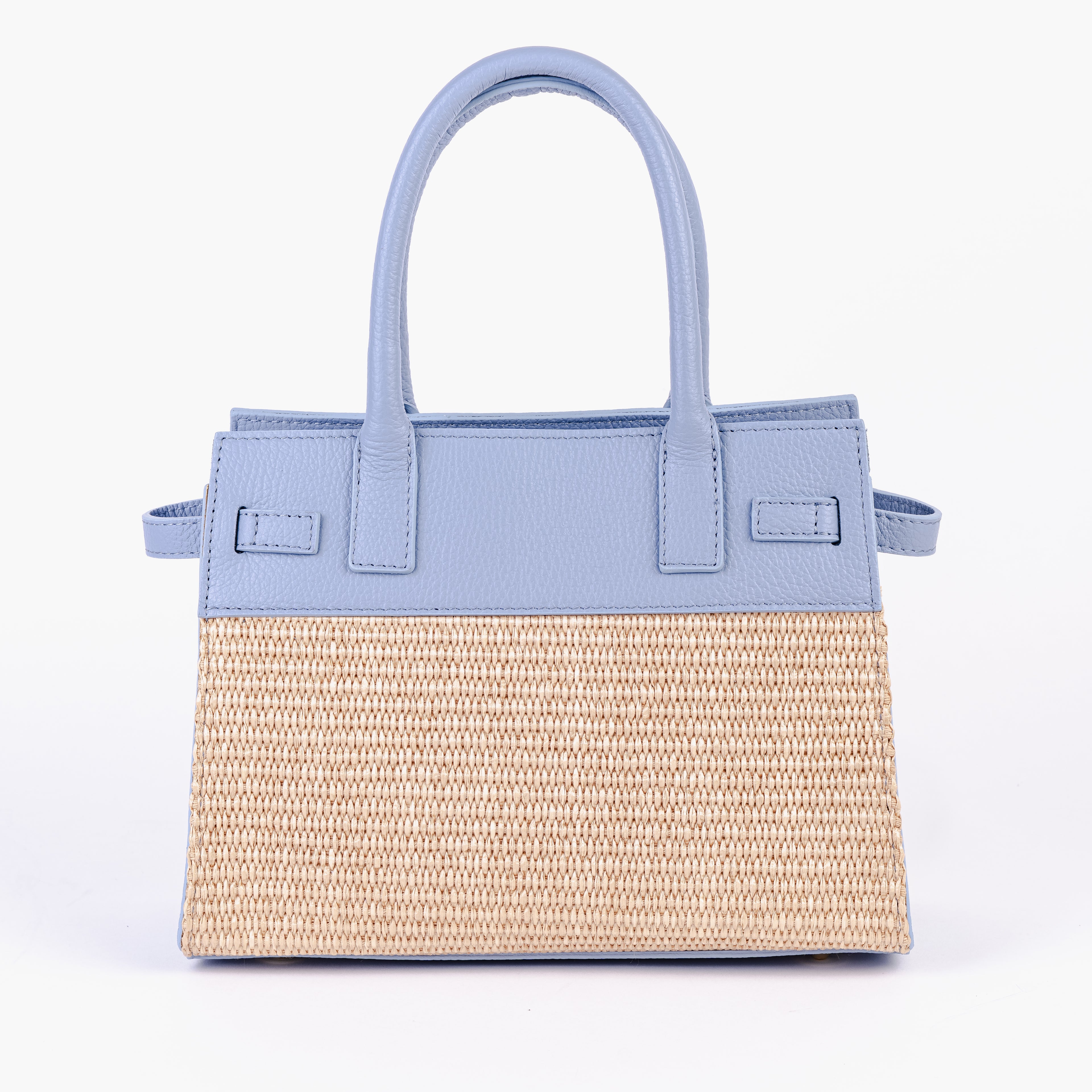 ARVÉRO Mini Riviera – Sky Blue Raffia & Italian Leather