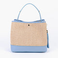 ARVÉRO Capri Tote – Sky Blue Raffia & Italian Leather