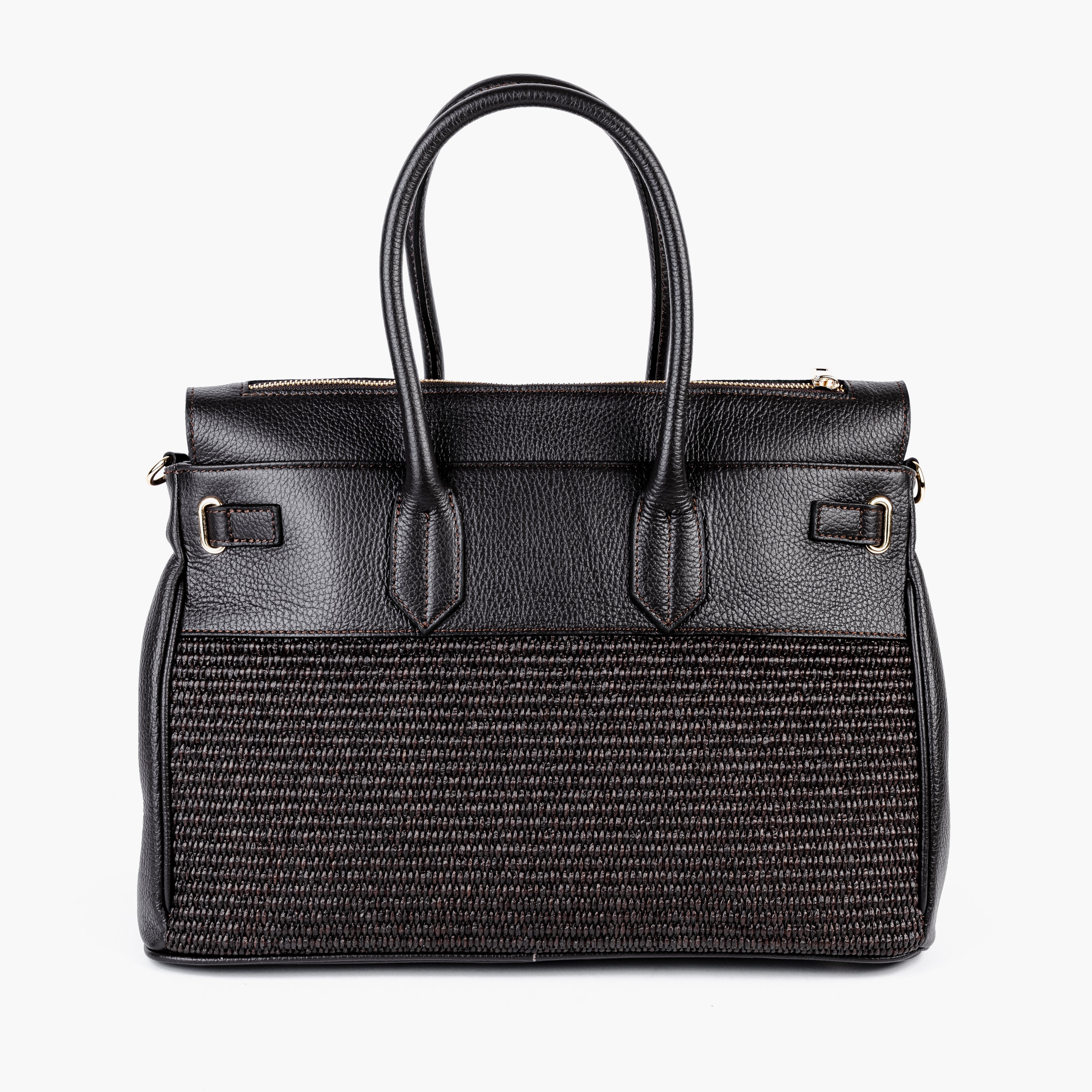 ARVÉRO Riviera Birkin – Black Raffia & Italian Leather