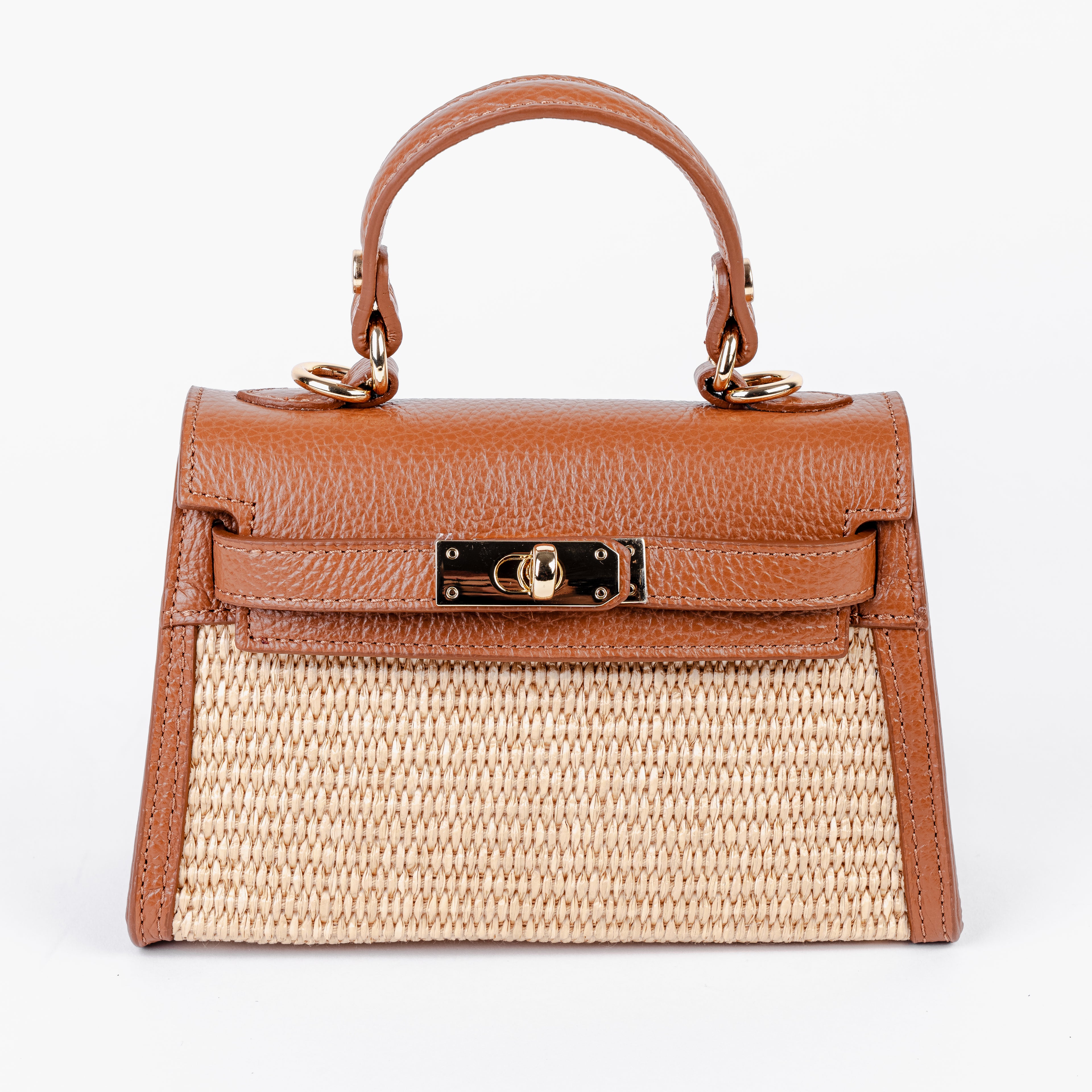 ARVÉRO Mini Firenze – Raffia & Cognac Italian Leather