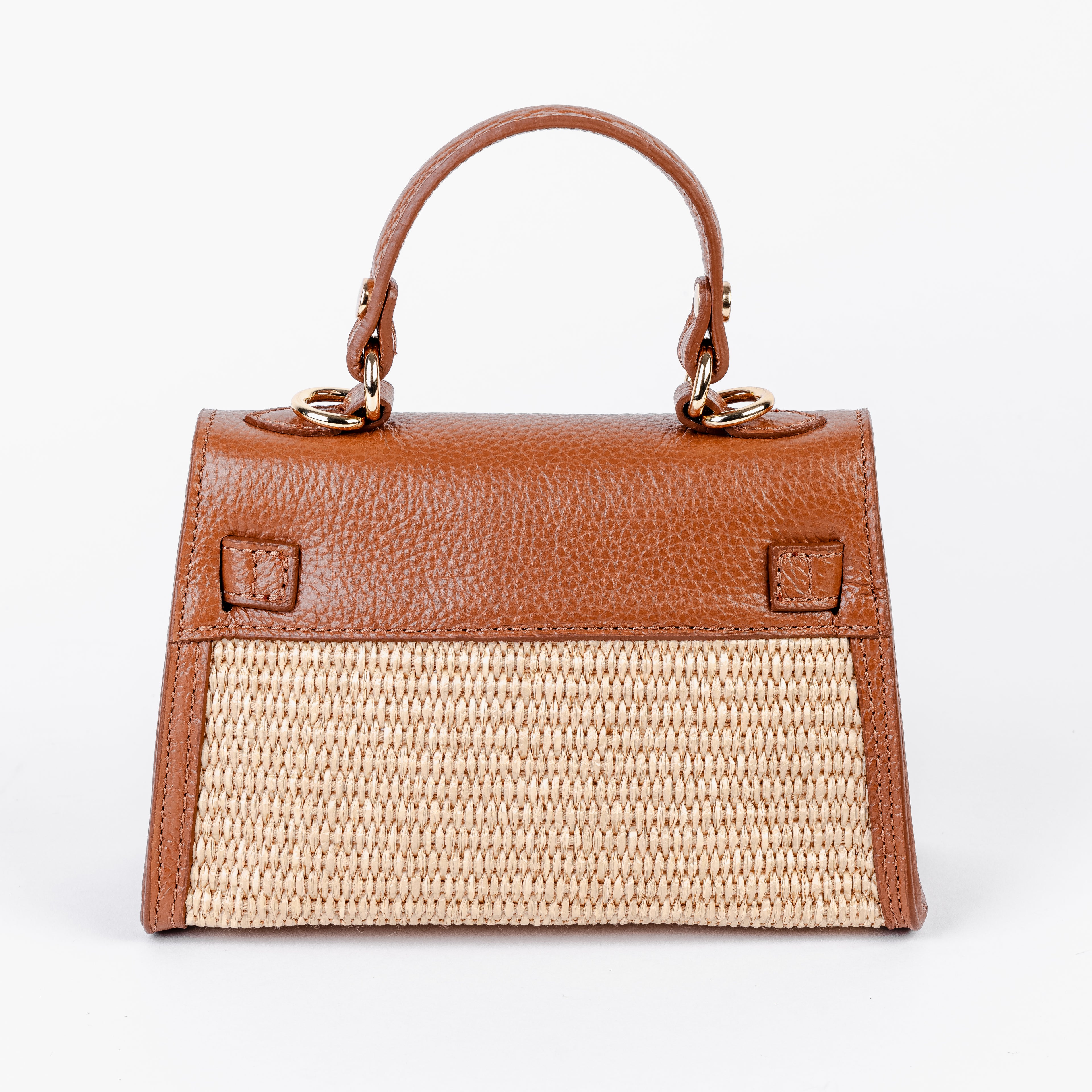 ARVÉRO Mini Firenze – Raffia & Cognac Italian Leather