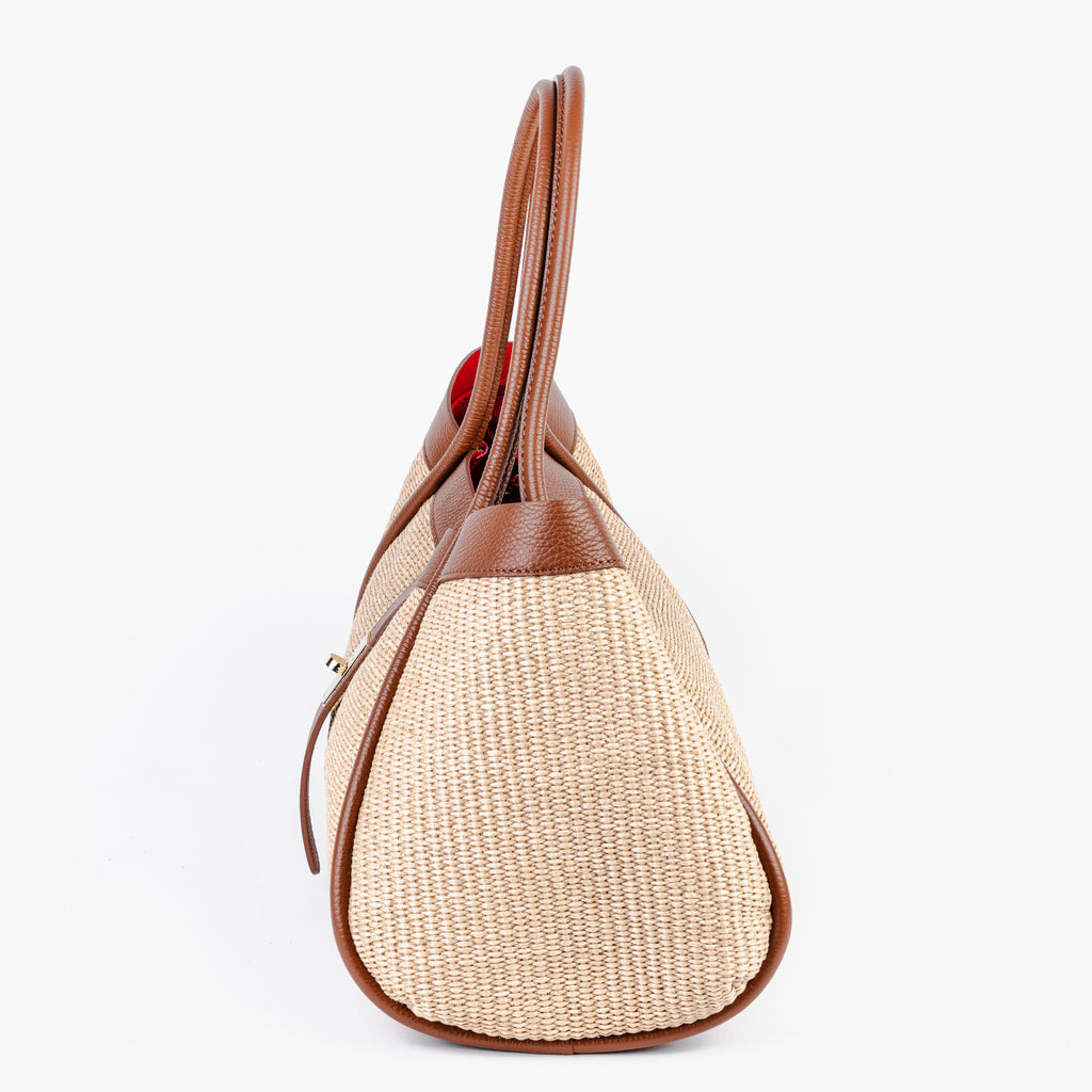ARVÉRO Positano Shoulder Bag – Natural Raffia & Italian Leather