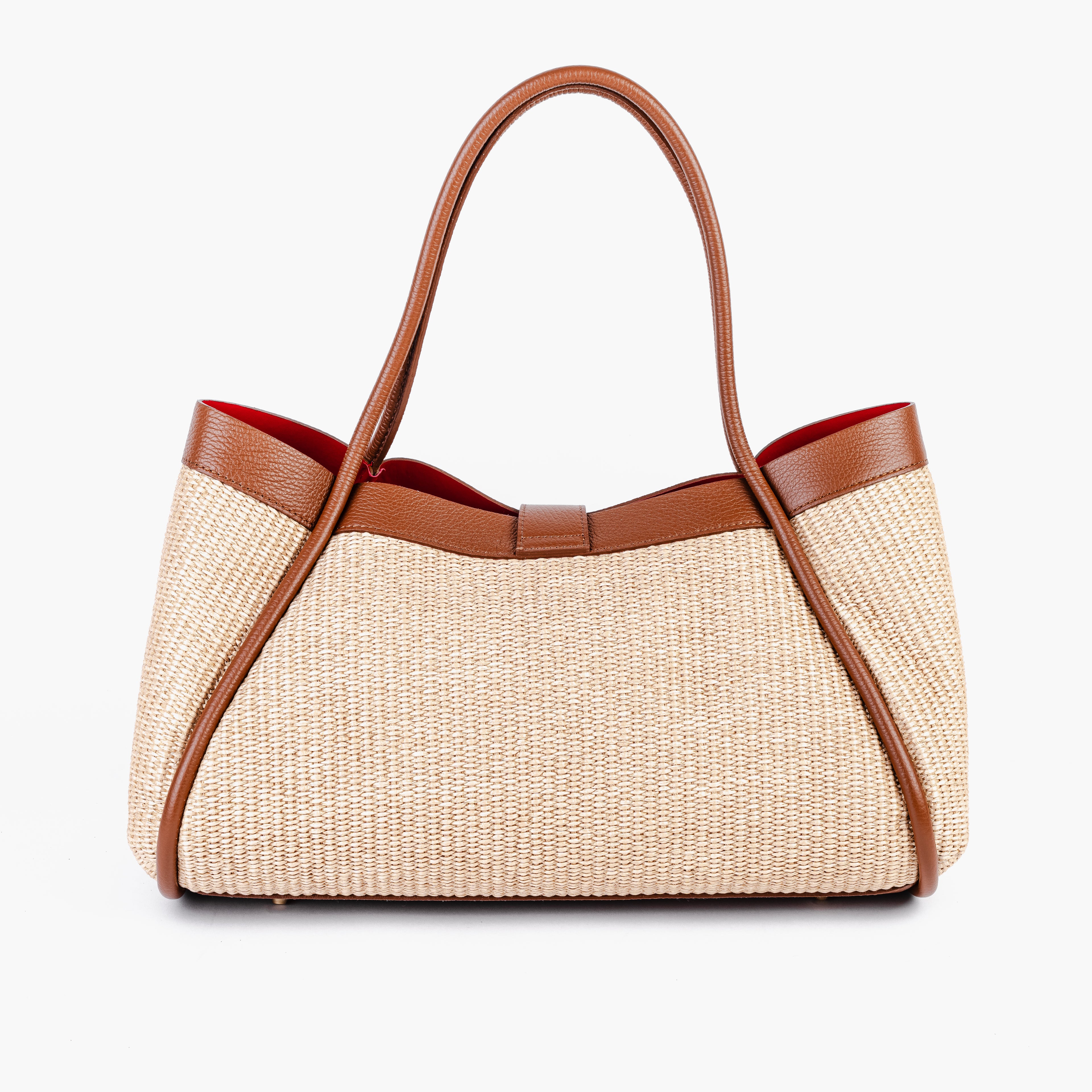 ARVÉRO Positano Shoulder Bag – Natural Raffia & Italian Leather