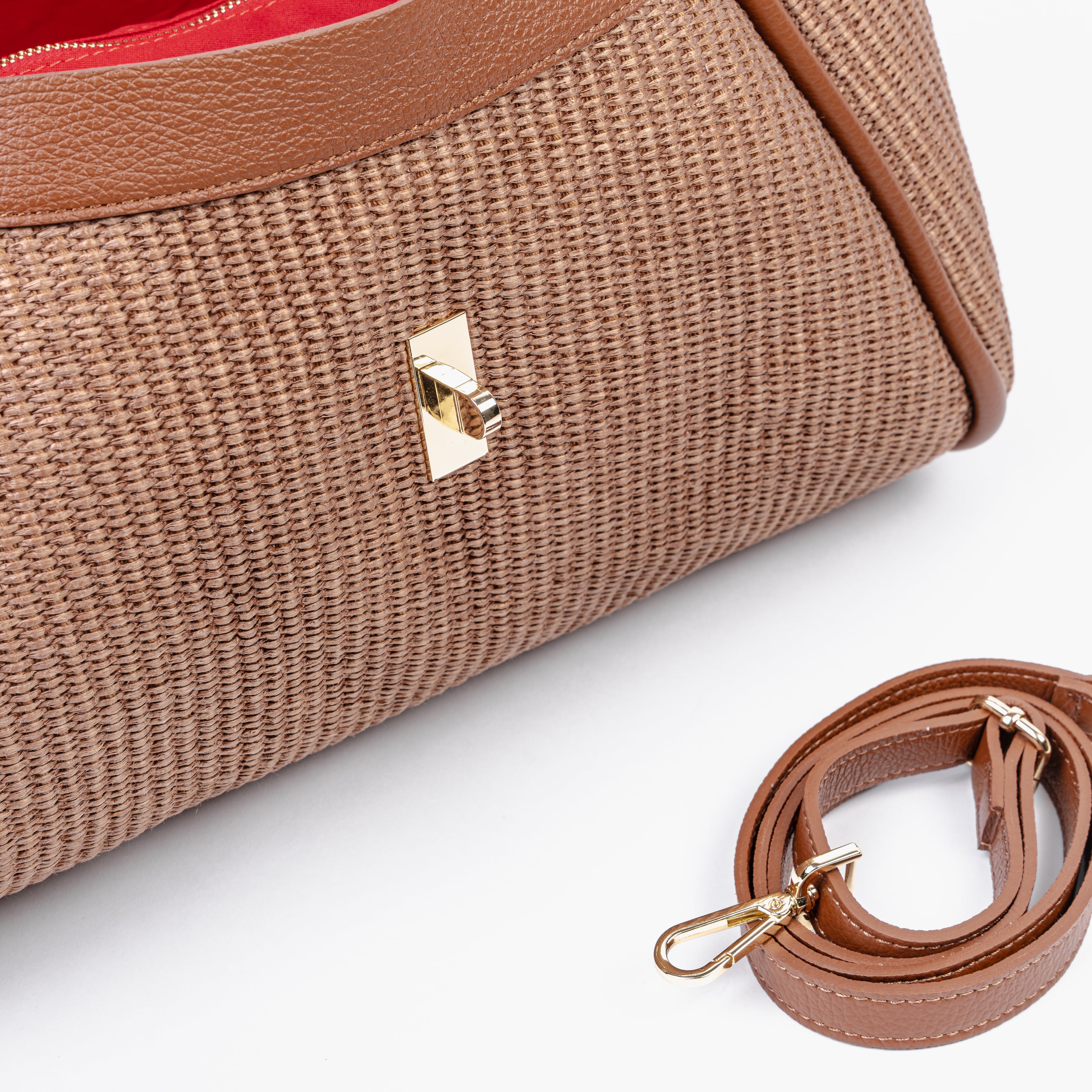 ARVÉRO Amalfi Clutch – Raffia & Braided Italian Leather