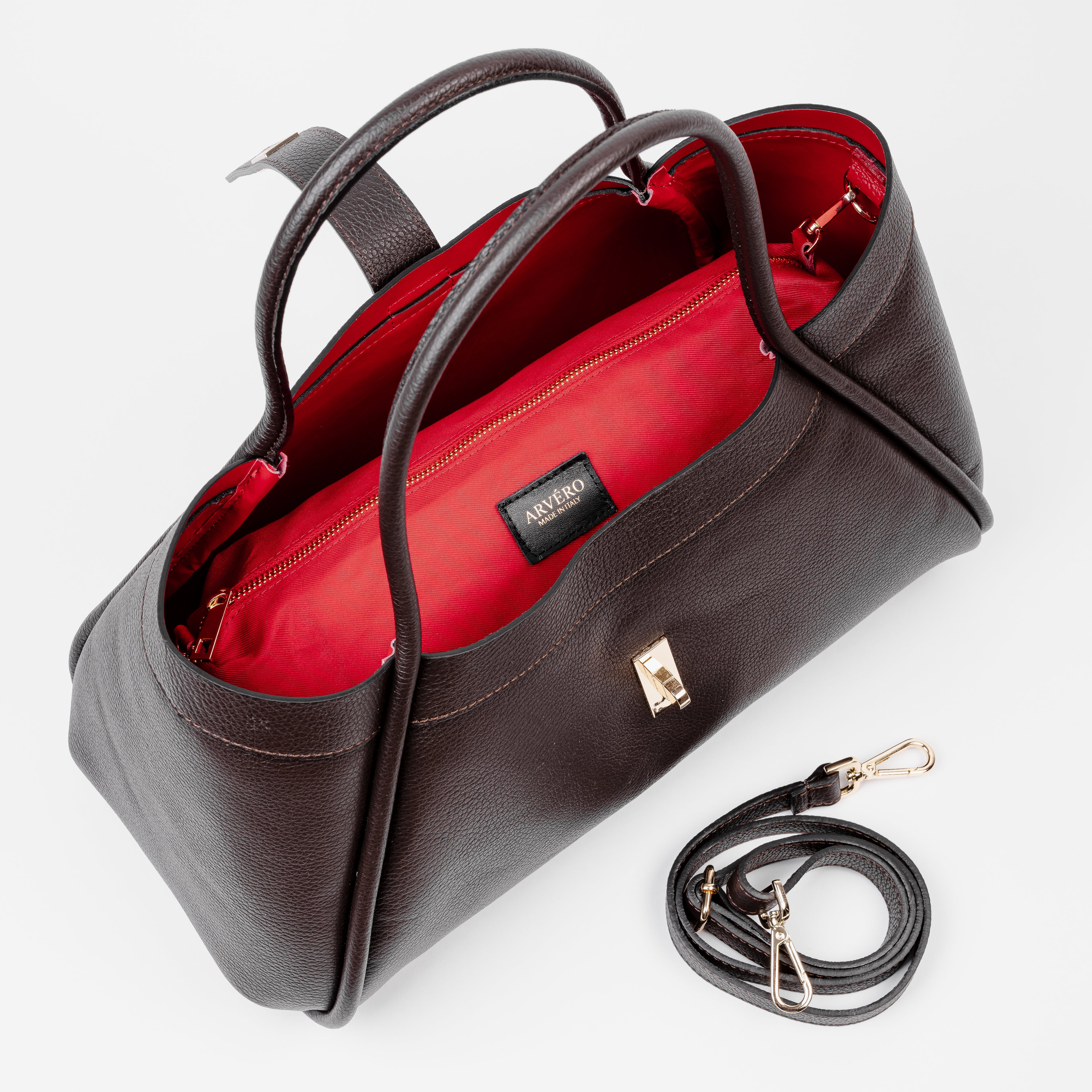 Milano Classica Lockstrap Tote - Dark Brown