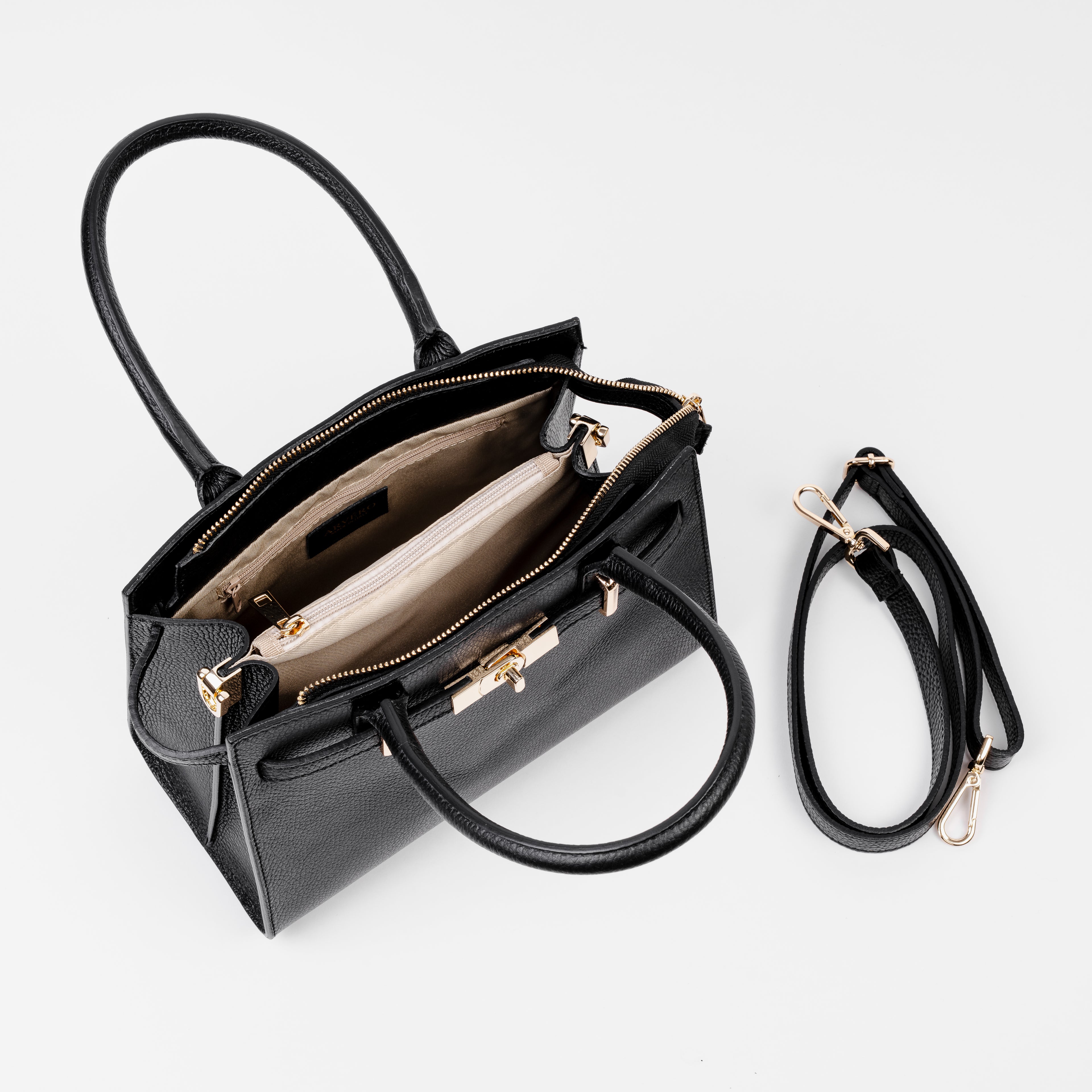 Parma Structured Bag – Premium Togo Leather - Black
