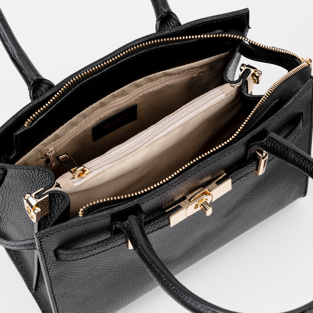 Parma Structured Bag – Premium Togo Leather - Black