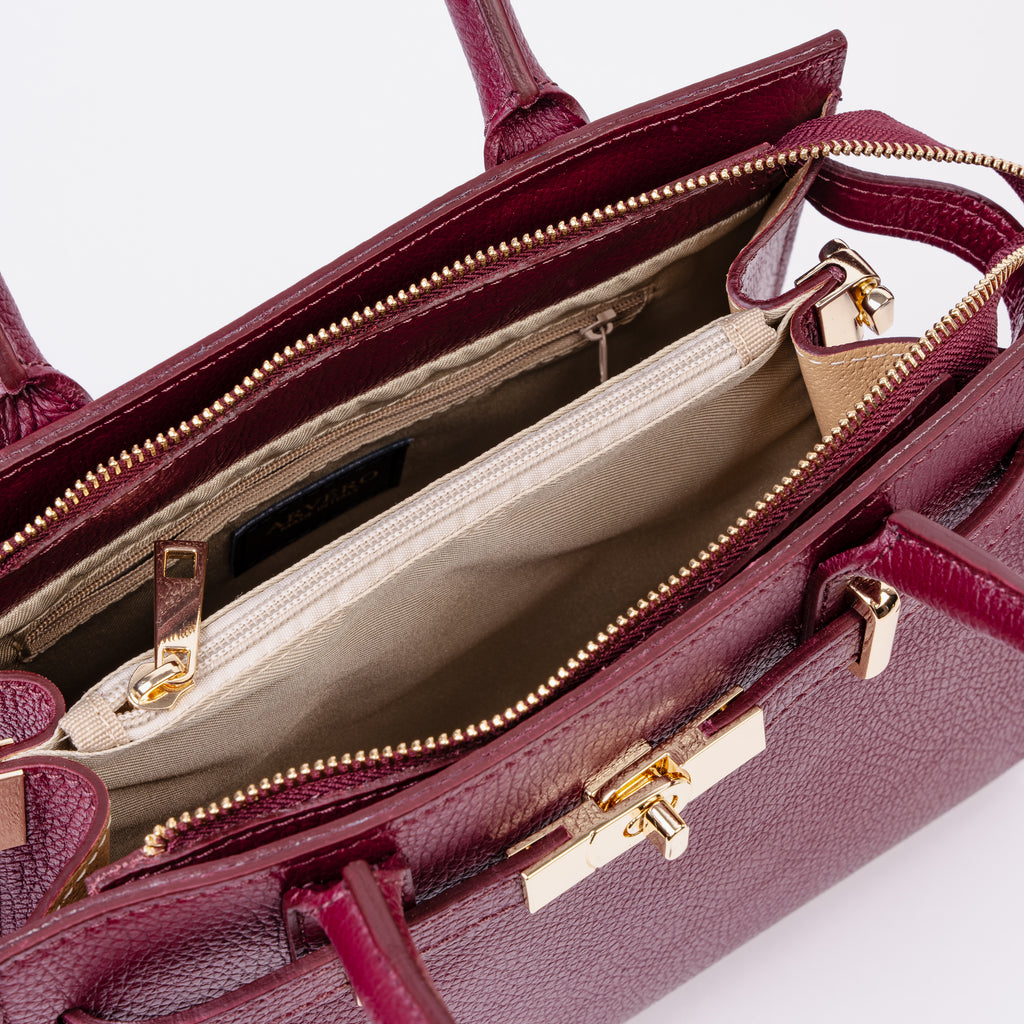 Parma Structured Bag – Premium Togo Leather - Burgundy