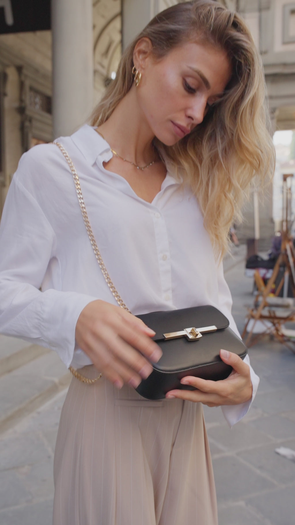Capri Black Italian Leather Top-Handle Bag