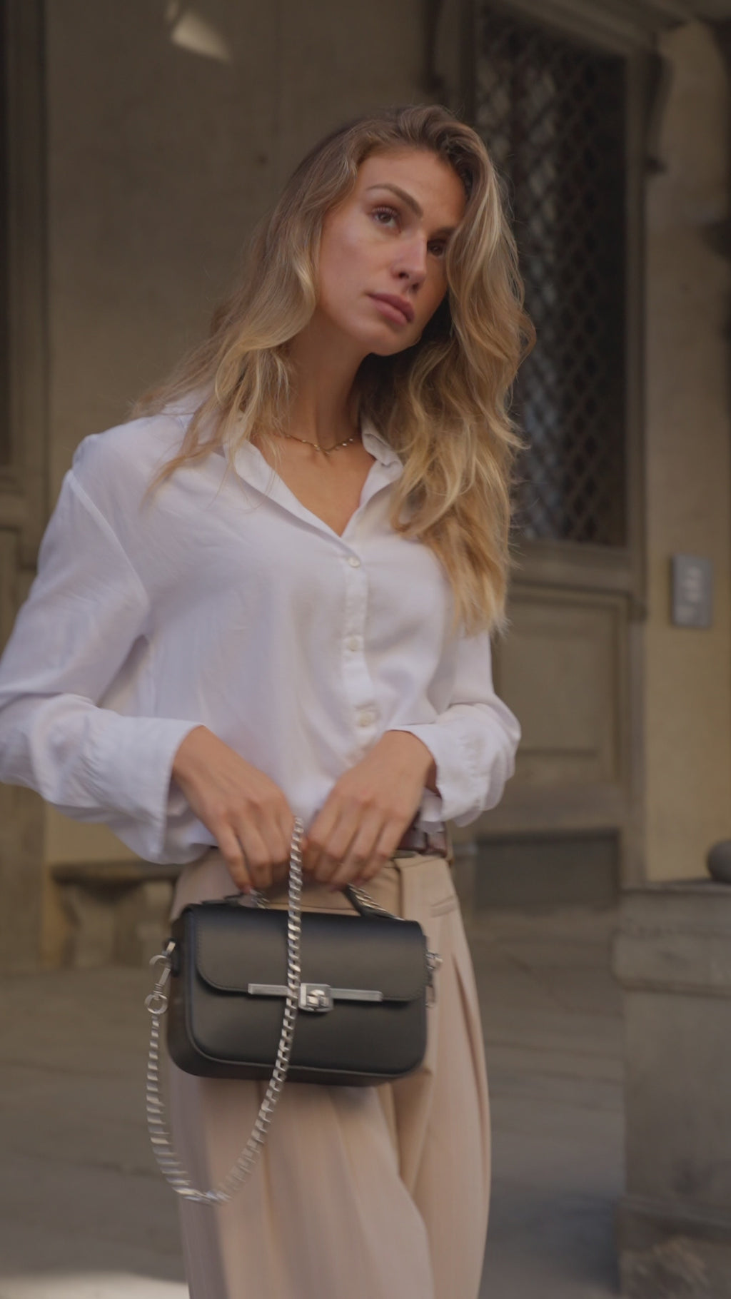 Capri Black Italian Leather Top-Handle Bag