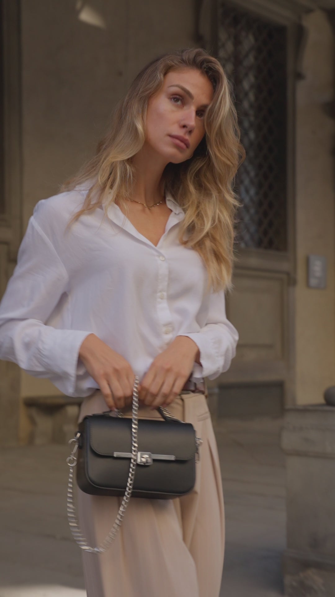 Capri Black Italian Leather Top-Handle Bag